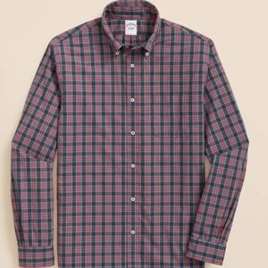 J.Crew men's blue and red plaid long-sleeve button-down shirt